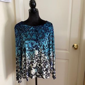 Long sleeve “velveteen” Ombré Blouse